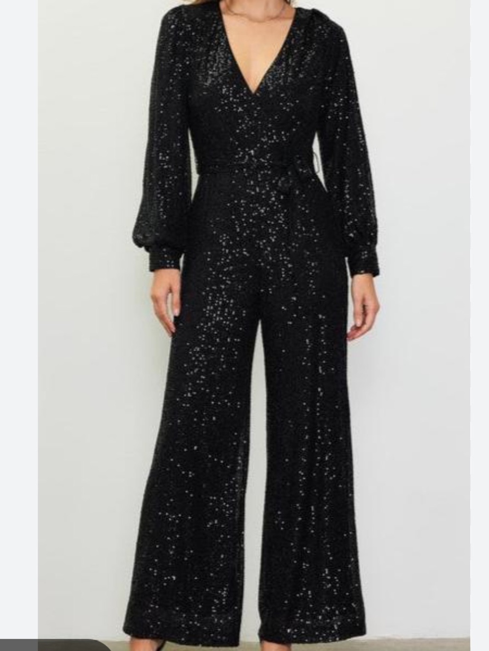 Antonio Melani Black Sequin Long Sleeve Jumpsuit